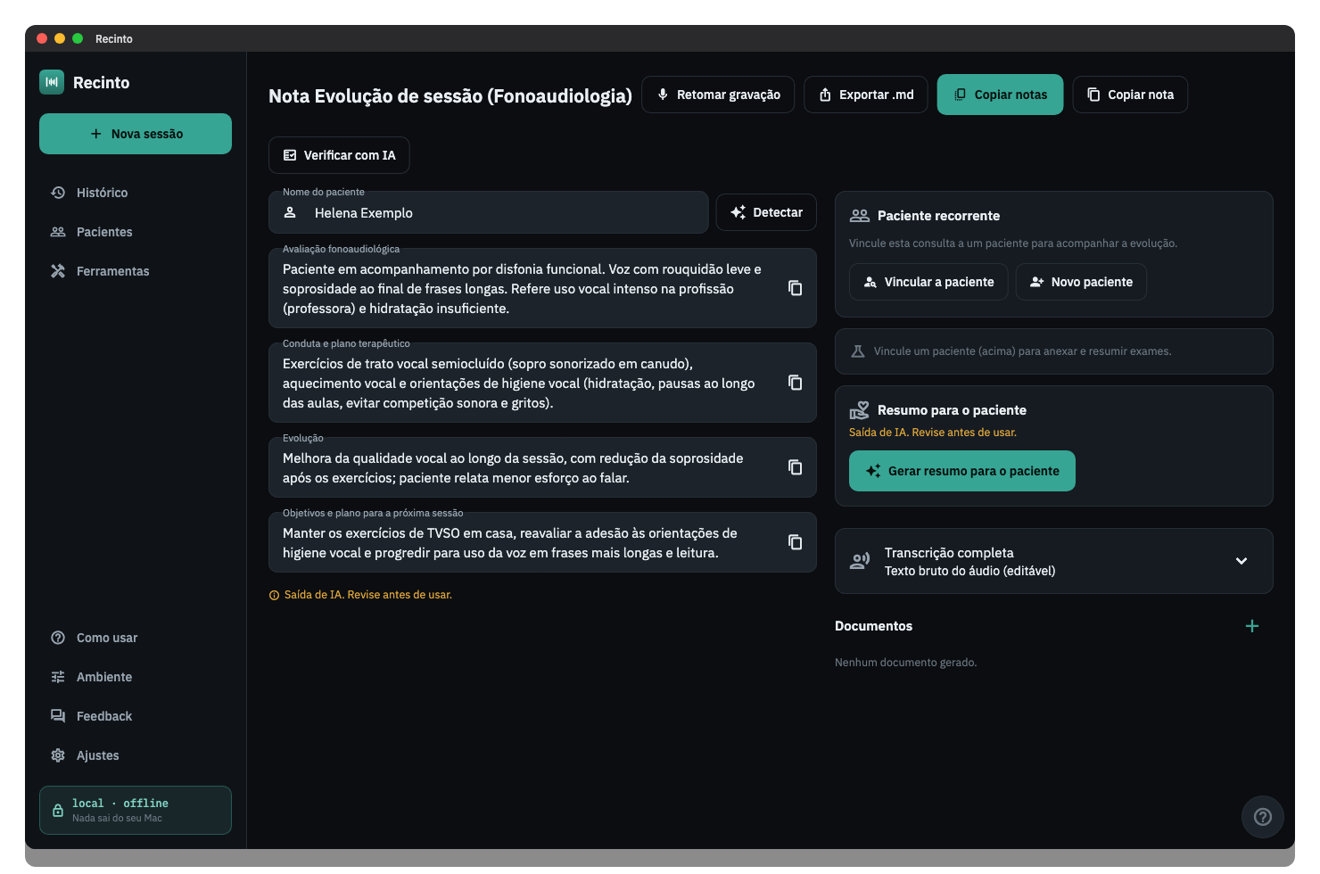 Laudo fonoaudiológico.