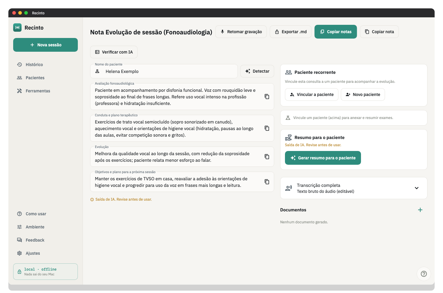 Laudo fonoaudiológico.